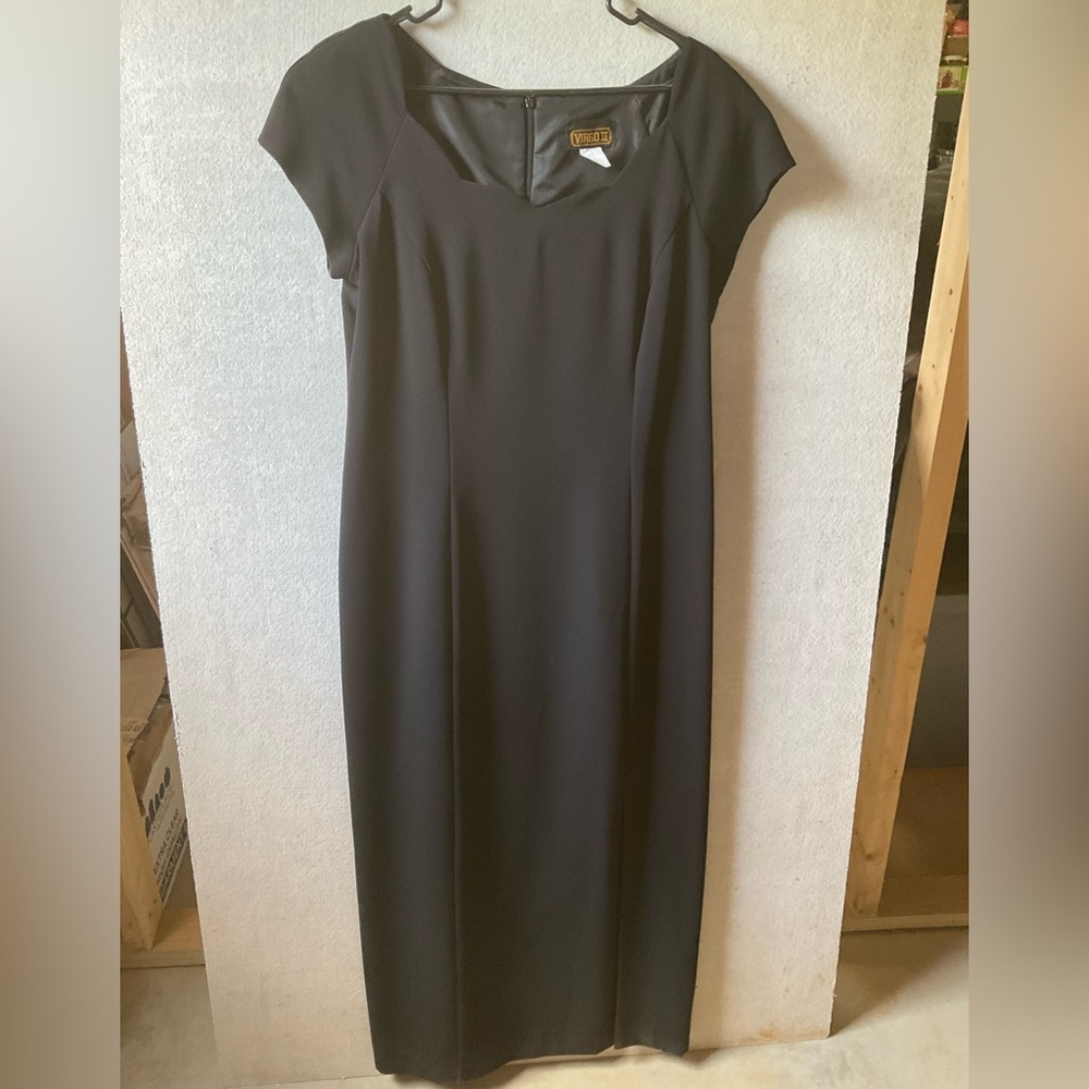 Virgo Classic Black Midi Dress. Size 12